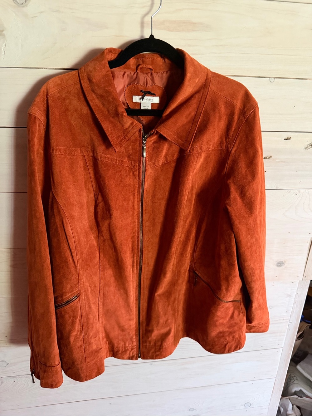 Dress Barn Orange Suede Zip-Front Jacket